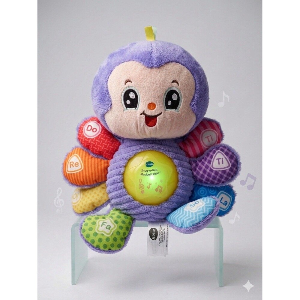 VTech Snug-a-Bug Musical Critter Purple Light Up Plush Toy Infant Sensory CoCo